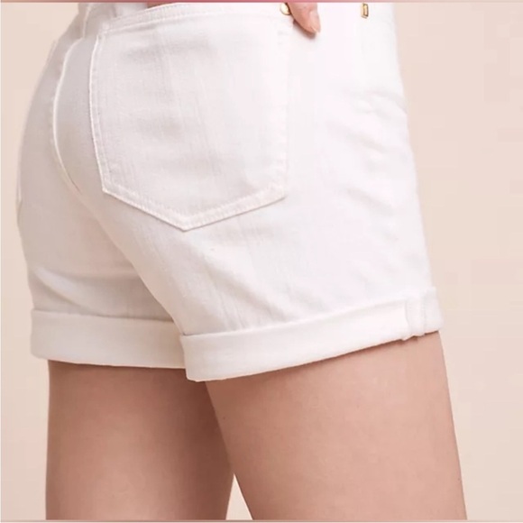 Pilcro And The Letterpress White Slim Boyfriend Rolled Cuff Denim Short Size 25 - Picture 2 of 9